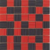 Керамическая плитка Fanal Line Mosaico line rojo-negro 25x25