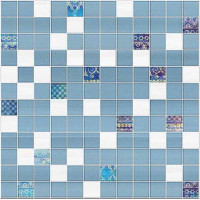 Керамическая плитка Halcon Acuarela ACUARELA Mosaico Azul-Perla
