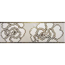 Infinity Ceramic Tiles Mosaico Winter Flowers Oro Nero Cenefa Ispira Rosas Gold