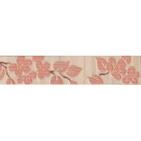 Керамическая плитка Нефрит Керамика Кензо Бордюр "Цветы" на светлом 250х48 / терракотовый