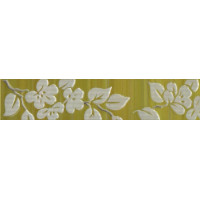 Керамическая плитка Нефрит Керамика Кензо Бордюр "Цветы" на темном 250х48 / фисташковый